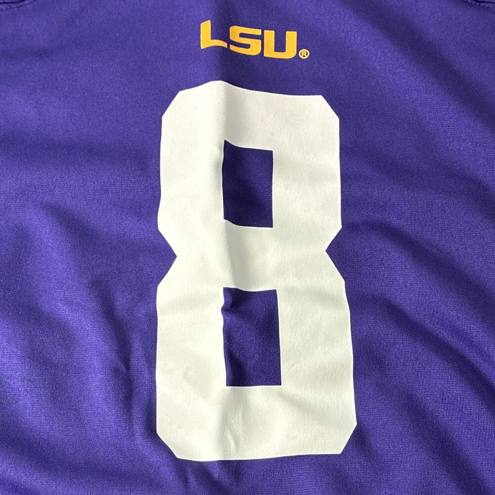 Nike Team LSU Tigers Football Jersey Purple White Gold #8 Size S youth - Picture 2 of 9